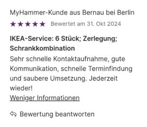 Montierte Möbel im Wohnraum bei der professionellen Möbelmontage