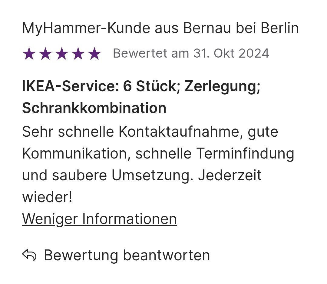 Montierte Möbel im Wohnraum bei der professionellen Möbelmontage