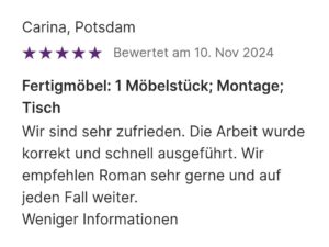 Möbelmontage von WohnArt Studio für präzise, fachgerechte Montagearbeiten