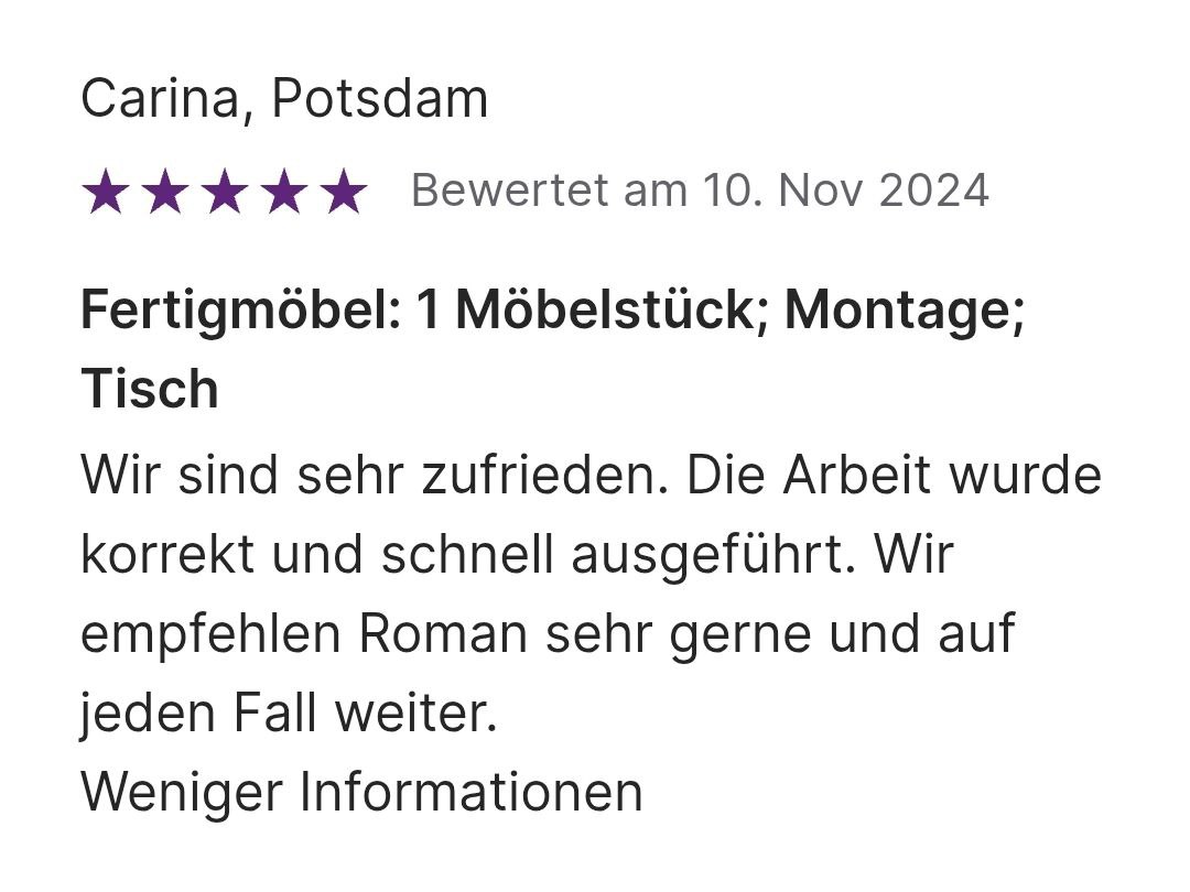Möbelmontage von WohnArt Studio für präzise, fachgerechte Montagearbeiten
