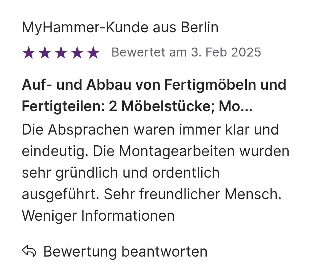 Montage von Möbeln durch einen professionellen Handwerker in einem Wohnraum