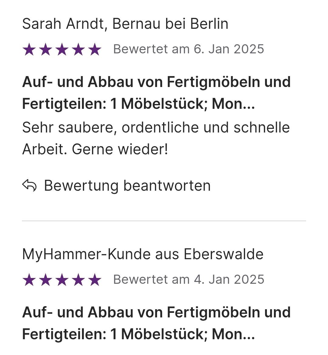 Montage von Möbeln durch einen Fachmann im Wohnraum