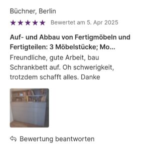 Möbelmontage vor Ort mit sorgfältig aufgebauten Möbeln