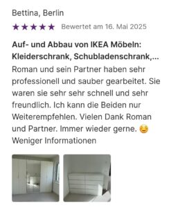 Montage eines Möbelstücks durch einen Monteur bei WohnArt Studio