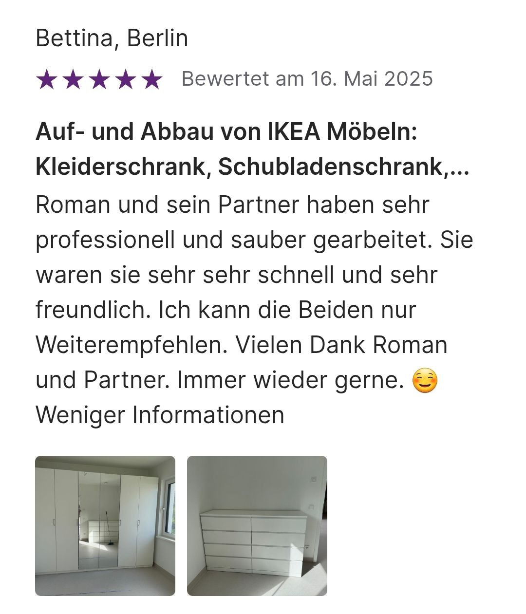 Montage eines Möbelstücks durch einen Monteur bei WohnArt Studio