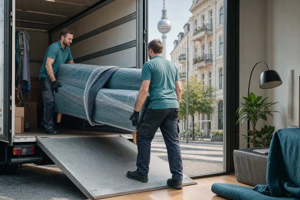 Möbeltransport in Berlin mit professionellem Umzugsservice und sicher verladenen Möbeln