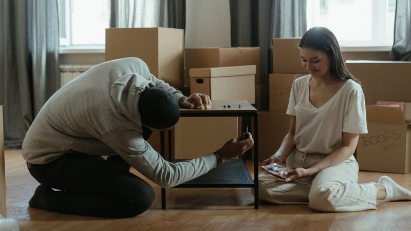 Monteur beim Aufbau eines Schranks für Möbelmontage Berlin Brandenburg in einer Wohnung