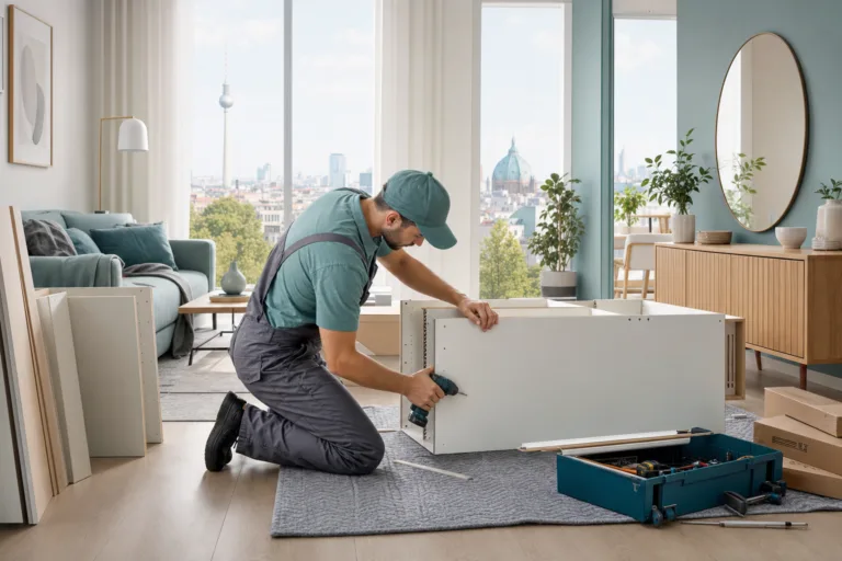 Möbelmontage in der Nähe - Handwerker bei der Möbelmontage in einer Berliner Wohnung