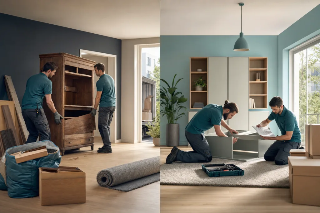 Alte Möbel entsorgen vor der Montage neuer Einrichtung